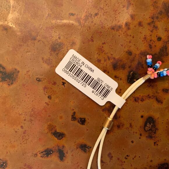 NWT Madewell Beaded W/Gold Leaf Charm Slider Bracelet - Picture 9 of 9